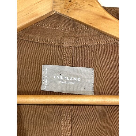Everlane Organic Cotton Relaxed Oversized Blazer Jacket Brown Large L Womens - Picture 4 of 8